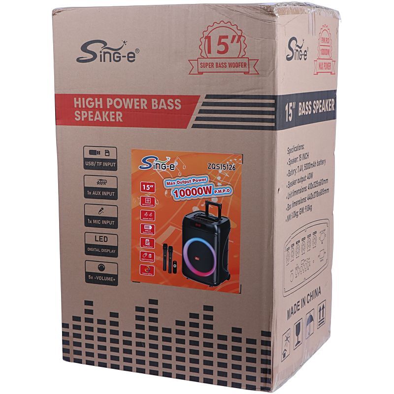 اسپیکر چمدانی بلوتوثی سینگ ای ZQS15126 + میکروفون و ریموت کنترل