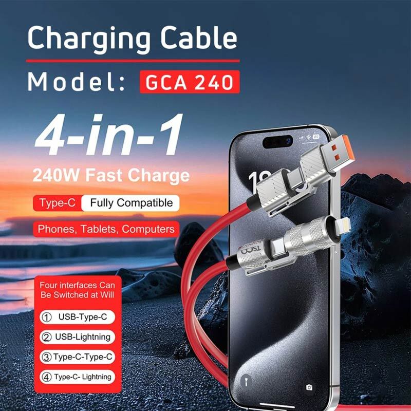 کابل شارژ چندکاره فست شارژ 240 وات تسکو GCA 240 طول 1.2 متر