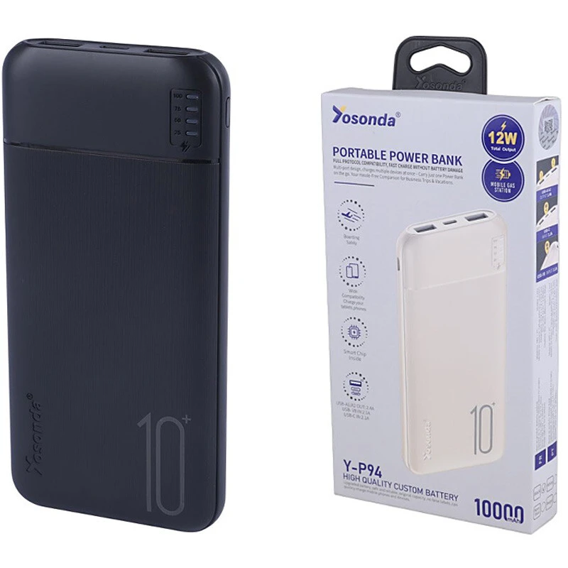 پاور بانک فست شارژ یوسوندا Y-P94 QC 12W ظرفیت 10000 میلی آمپر ساعت