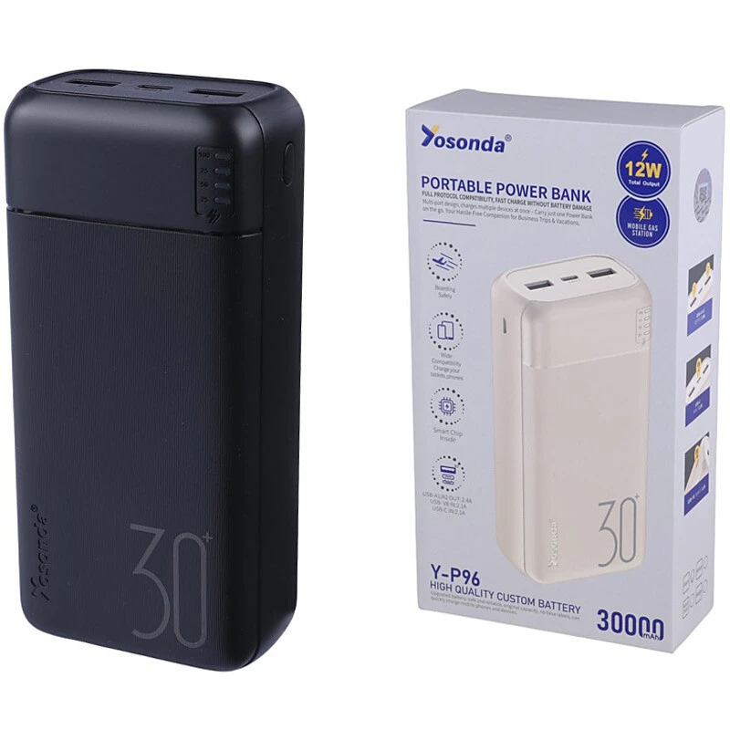 پاور بانک فست شارژ یوسوندا Y-P96 QC 12W ظرفیت 30000 میلی آمپر ساعت