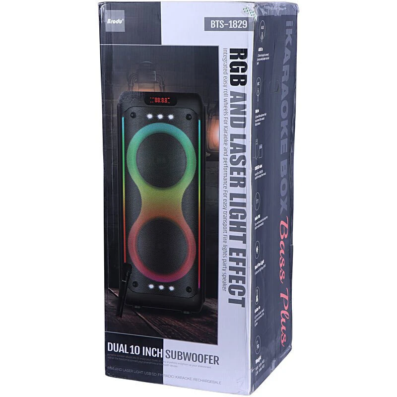 اسپیکر چمدانی بلوتوثی برودو BTS-1829 + میکروفون و ریموت کنترل