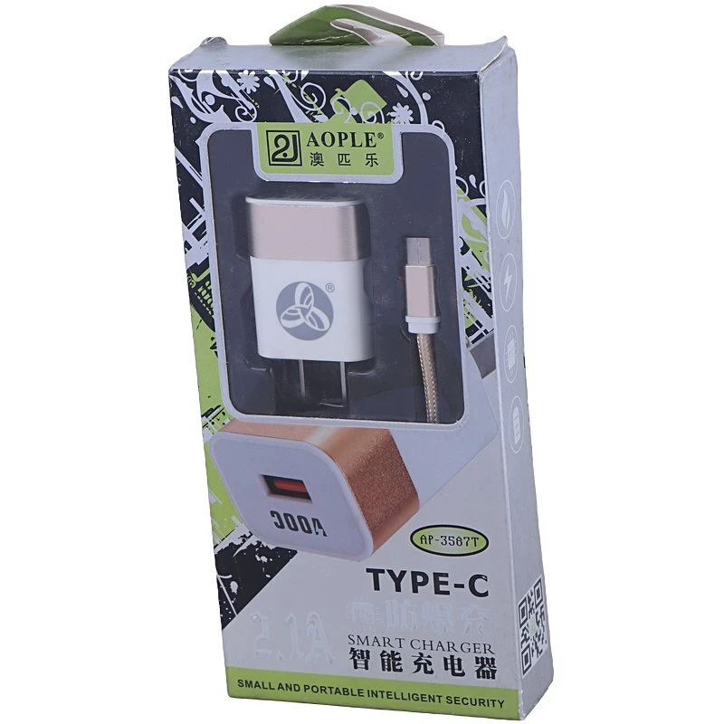 شارژر دیواری 11 وات Aople AP-3587T 2.1A + کابل تایپ سی