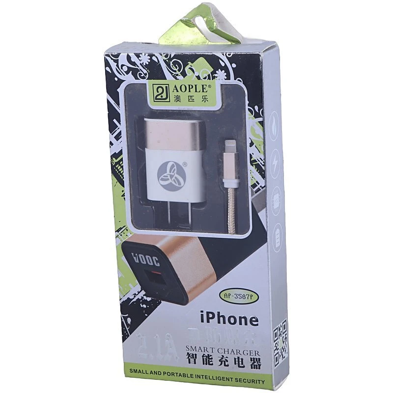 شارژر دیواری 11 وات Aople AP-3587P 2.1A + کابل آیفونی