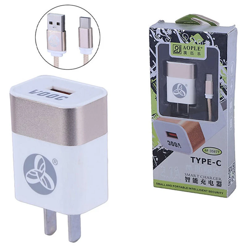 شارژر دیواری 11 وات Aople AP-3587T 2.1A + کابل تایپ سی