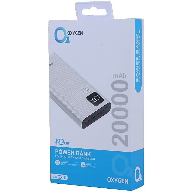 پاور بانک فست شارژ اکسیژن OX-180 PD 22.5W ظرفیت 20000 میلی آمپر ساعت
