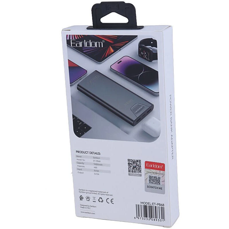 پاور بانک ارلدام ET-PB68 15W ظرفیت 10000 میلی آمپر ساعت