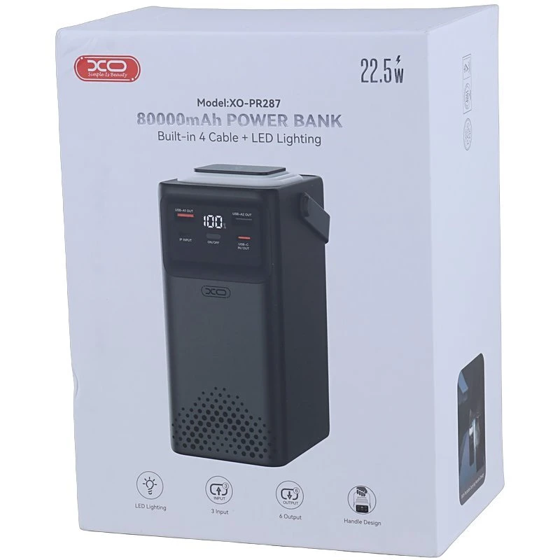 پاور بانک فست شارژ ایکس او XO-PR287 PD 22.5W ظرفیت 80000 میلی آمپر ساعت