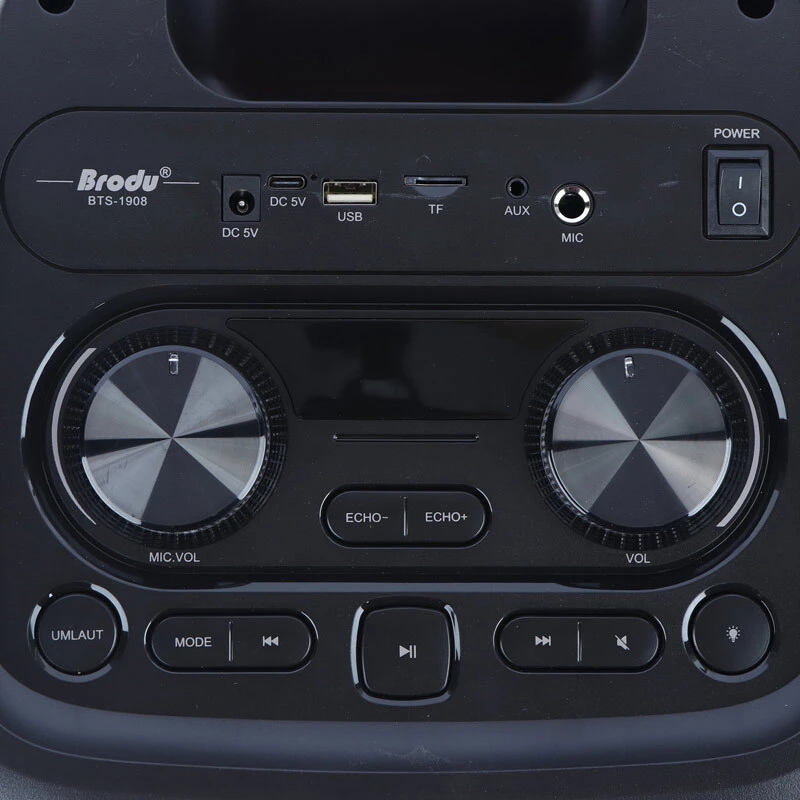 اسپیکر چمدانی بلوتوثی برودو BTS-1908 + میکروفون و ریموت کنترل