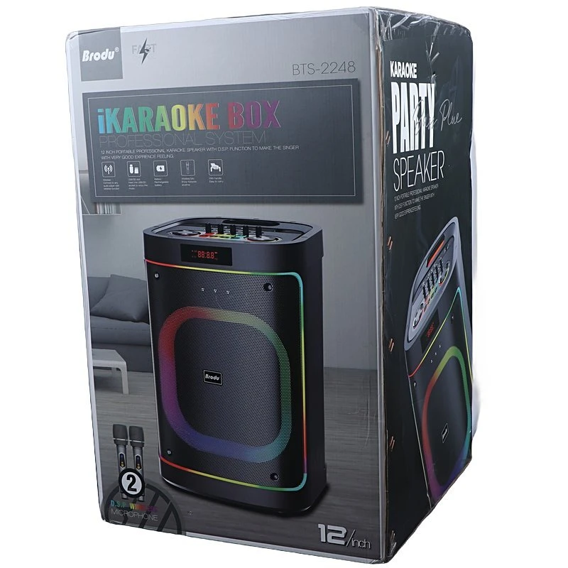 اسپیکر چمدانی بلوتوثی برودو BTS-2248 + میکروفون و ریموت کنترل