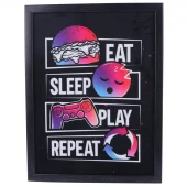 تابلو شاسی طرح Eat Sleep Play Repeat سایز 30*40 سانتی متر کد 1