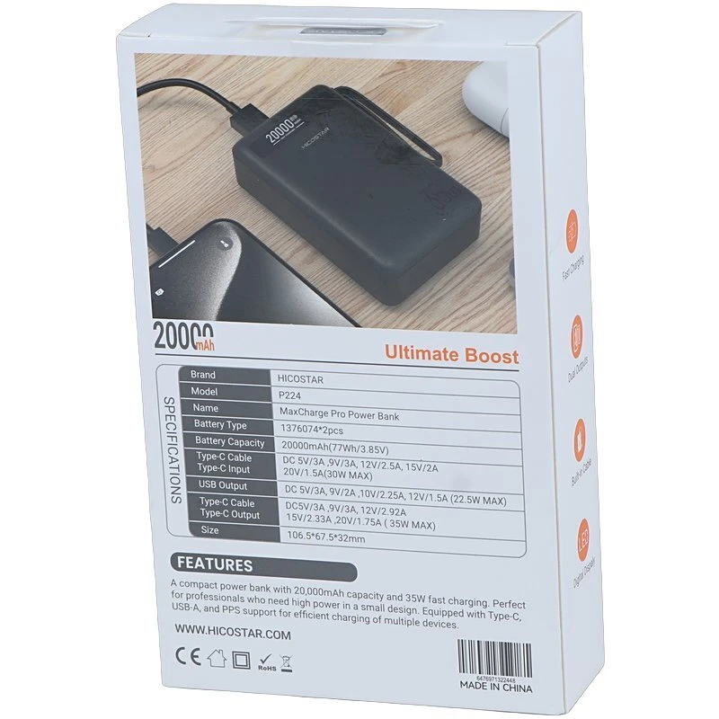 پاور بانک فست شارژ هایکو استار P224 PD 35W ظرفیت 20000 میلی آمپر ساعت