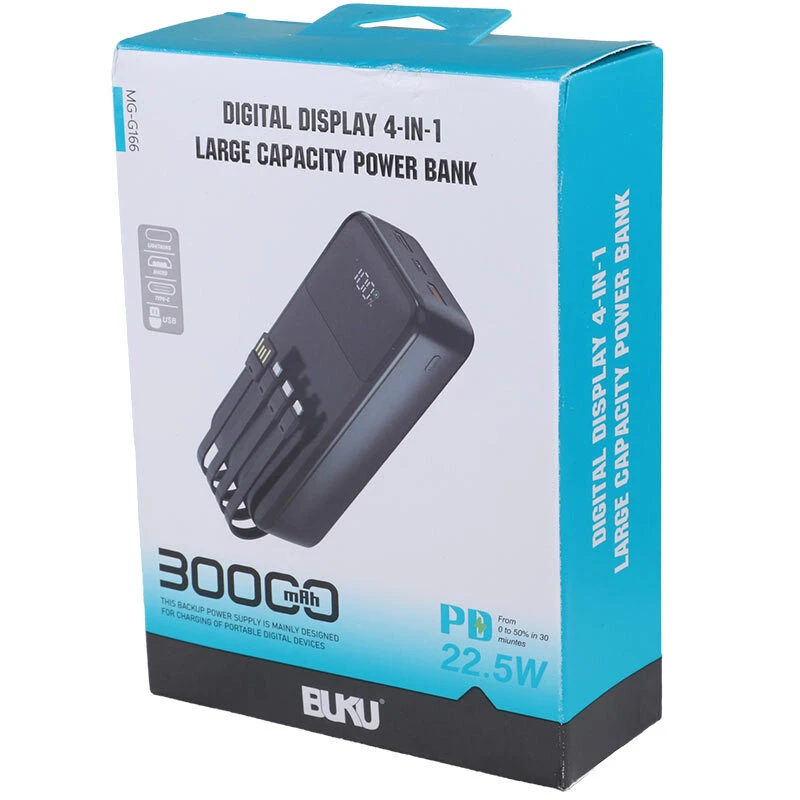 پاور بانک فست شارژ بوکو MG-G166 QC3.0 PD 22.5W ظرفیت 30000 میلی آمپر ساعت