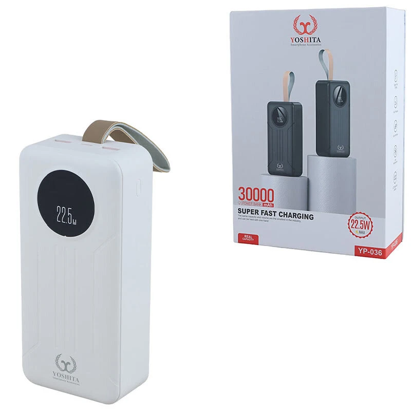 پاور بانک فست شارژ یوشیتا YP-036 QC3.0 PD 22.5W ظرفیت 30000 میلی آمپر ساعت