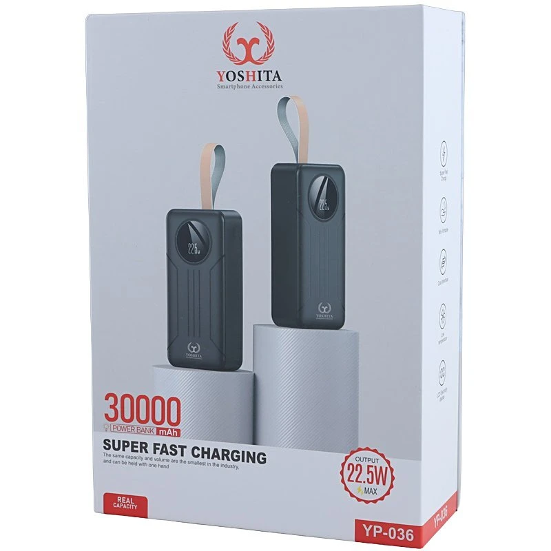 پاور بانک فست شارژ یوشیتا YP-036 QC3.0 PD 22.5W ظرفیت 30000 میلی آمپر ساعت