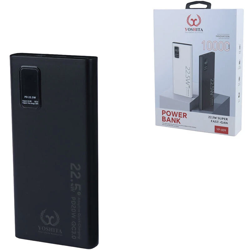 پاور بانک فست شارژ یوشیتا YP-009 QC3.0 PD 22.5W ظرفیت 10000 میلی آمپر ساعت