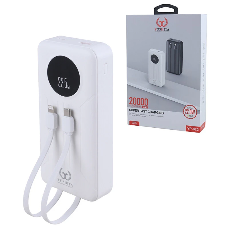 پاور بانک فست شارژ یوشیتا YP-022 PD 22.5W ظرفیت 20000 میلی آمپر ساعت