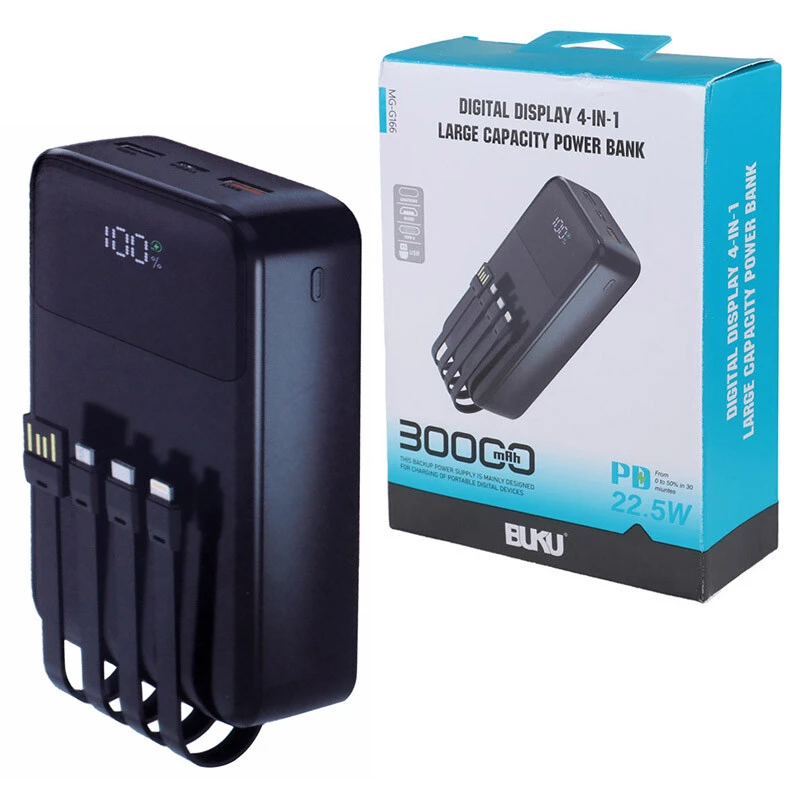 پاور بانک فست شارژ بوکو MG-G166 QC3.0 PD 22.5W ظرفیت 30000 میلی آمپر ساعت
