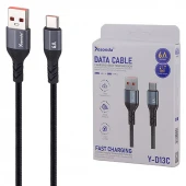 کابل تایپ سی فست شارژ 6 آمپر یوسوندا Y-D13C طول 1 متر