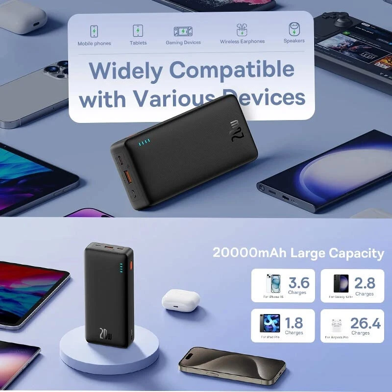 پاور بانک فست شارژ باسئوس Airpow P10022804113 PD 20W ظرفیت 20000 میلی آمپر ساعت