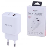 شارژر دیواری 20 وات یسیدو YC02E QC3.0 PD 3A