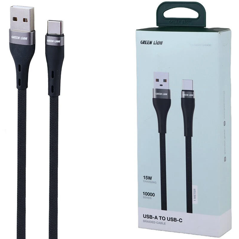 کابل تایپ سی فست شارژ 15 وات گرین لاین GNBRUSATCBK طول 1 متر
