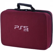 کیف کنسول بازی PS5 Slim طرح مشبک مخملی زرشکی