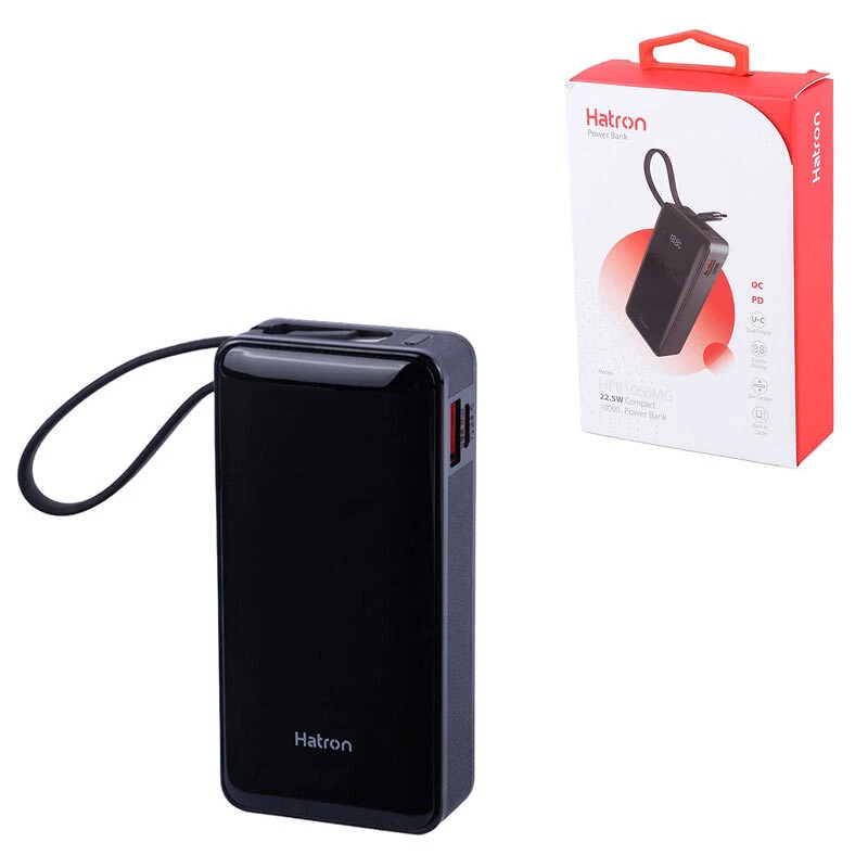 پاور بانک فست شارژ هترون HPB1066MG QC3.0 PD 22.5W ظرفیت 10000 میلی آمپر ساعت