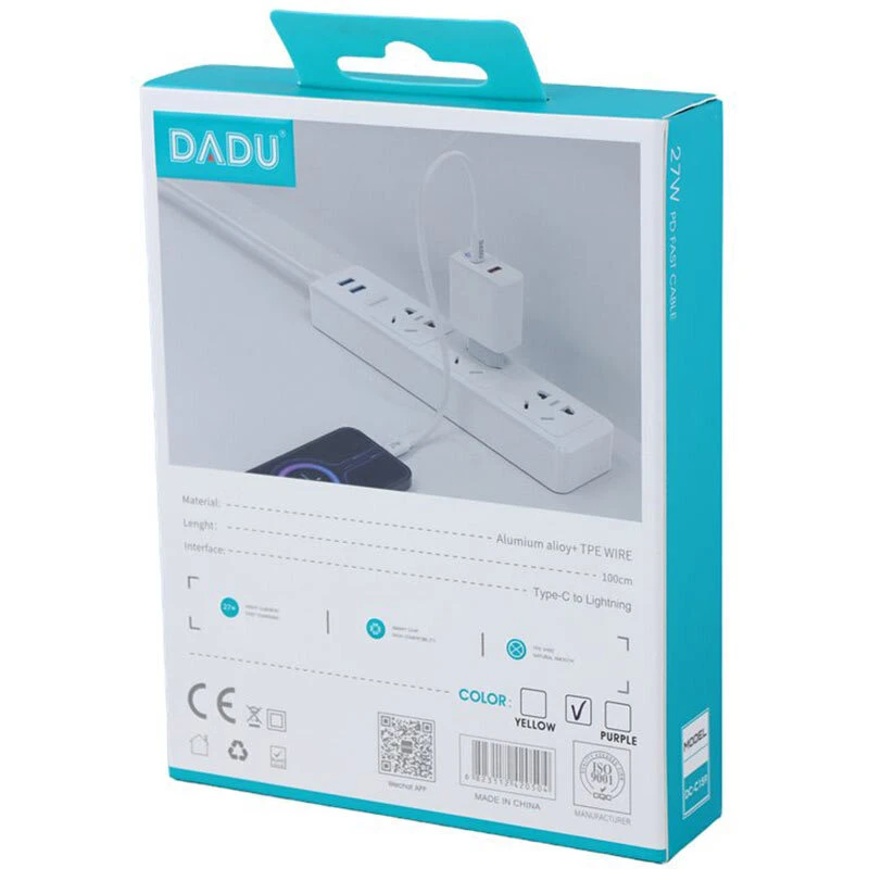 کابل تایپ سی به لایتنینگ فست شارژ 27 وات دادو DC-C159 طول 1 متر