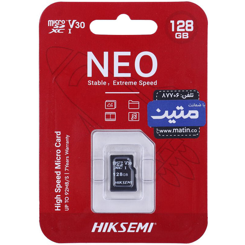 رم میکرو 128 گیگ هایک سمی Hiksemi Neo V30 C10 92MB/s
