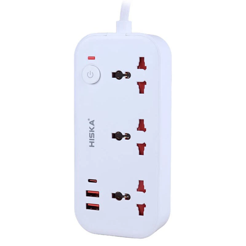 چند راهی 3 خانه هیسکا CH-5511 با کابل 2 متری + شارژر USB و Type-C