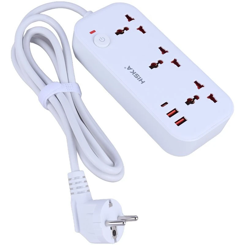 چند راهی 3 خانه هیسکا CH-5511 با کابل 2 متری + شارژر USB و Type-C