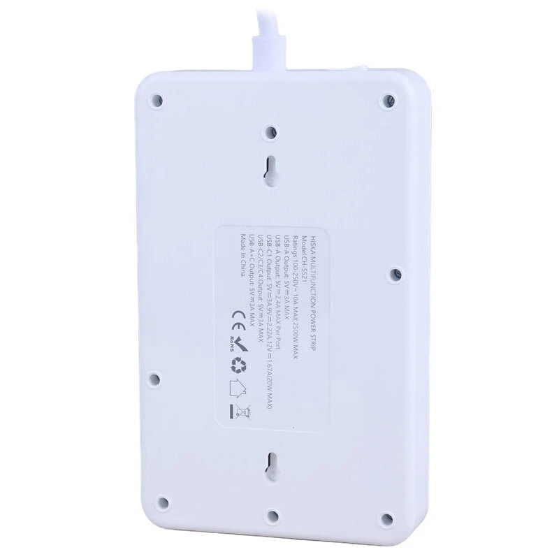 چند راهی 5 خانه هیسکا CH-5521 با کابل 2 متری + شارژر USB و Type-C