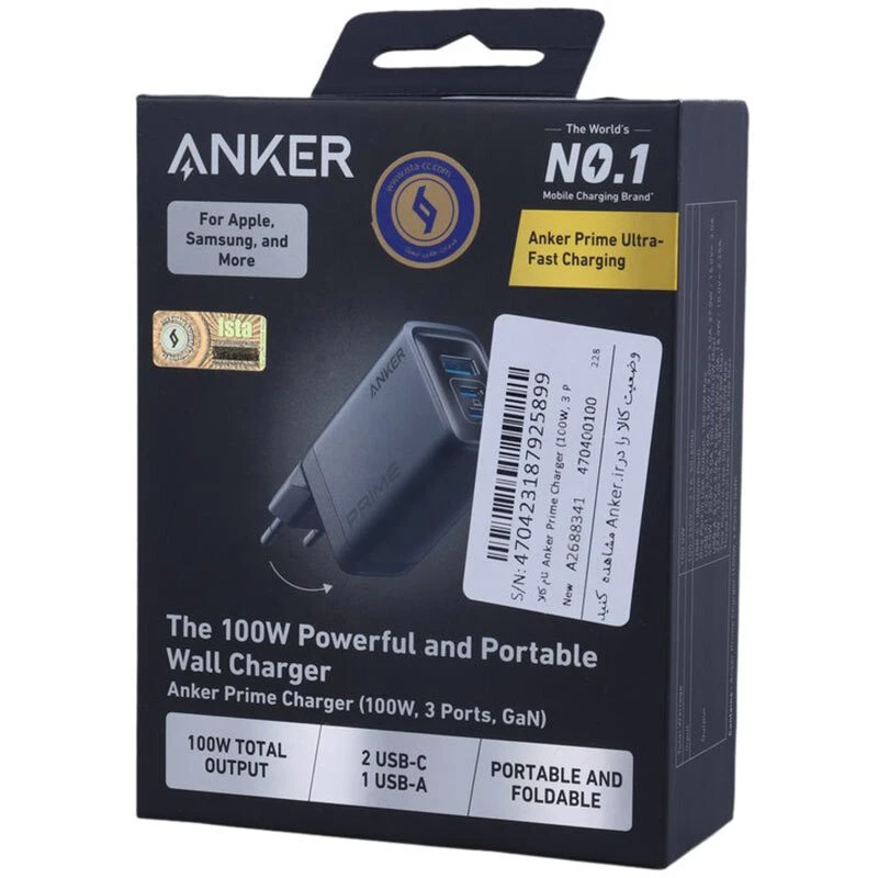 شارژر دیواری 100 وات انکر Prime A2688341 GaN PD 5A