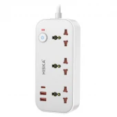 چند راهی 3 خانه هیسکا CH-5511 با کابل 2 متری + شارژر USB و Type-C