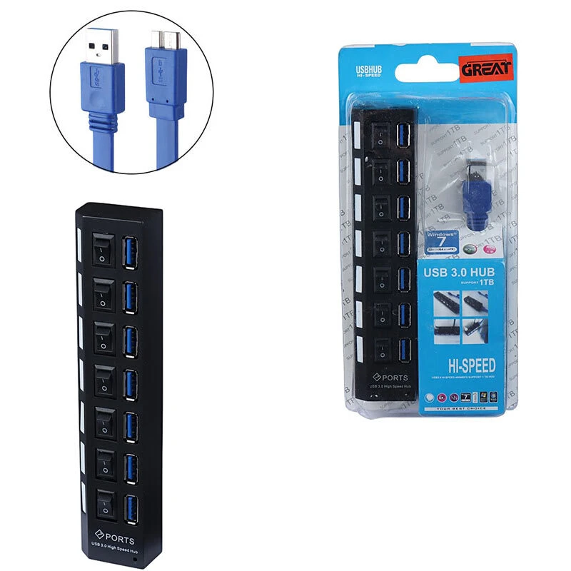 هاب 7 پورت USB 3.0 گریت
