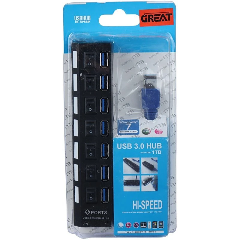 هاب 7 پورت USB 3.0 گریت