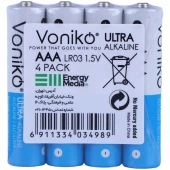 باتری چهارتایی نیم قلمی ونیکو Ultra Alkaline LR03 شرینک