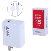 شارژر دیواری 45 وات شیائومی Redmi Note 15 Pro MDY-17-EE 4.1A سرجعبه + کابل تایپ سی و جعبه گوشی