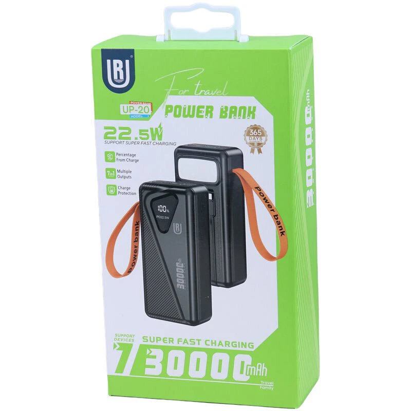 پاور بانک فست شارژ یو آر UP-20 PD 22.5W ظرفیت 30000 میلی آمپر ساعت