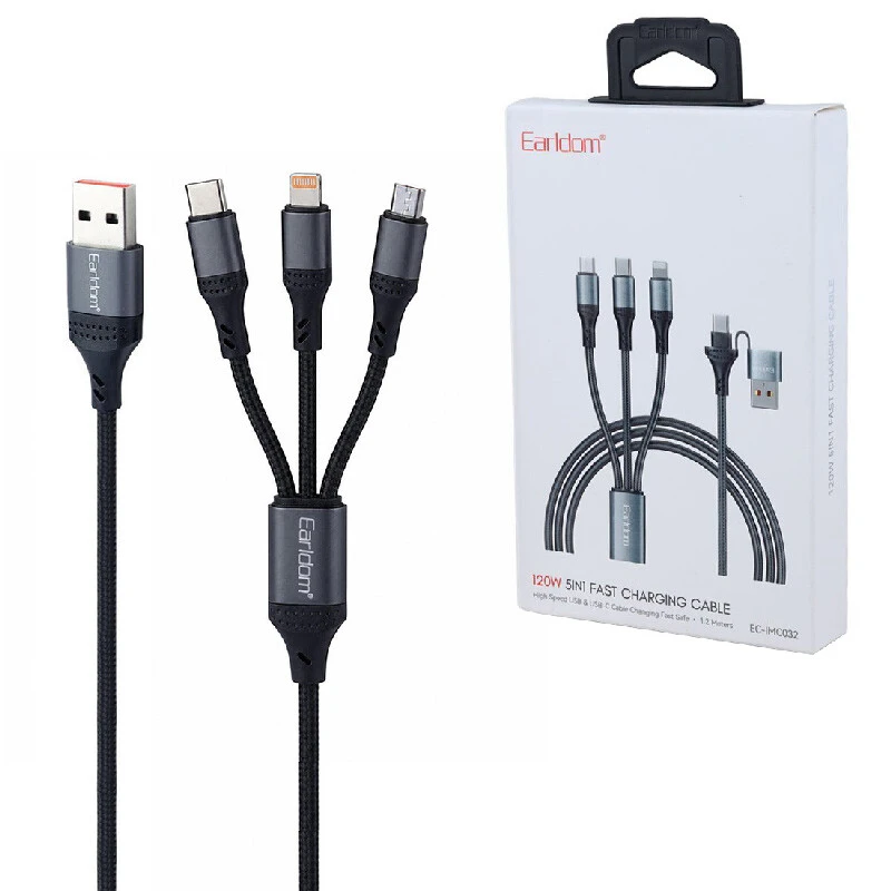 کابل شارژ چندکاره فست شارژ 120 وات ارلدام EC-IMC032 طول 1.2 متر