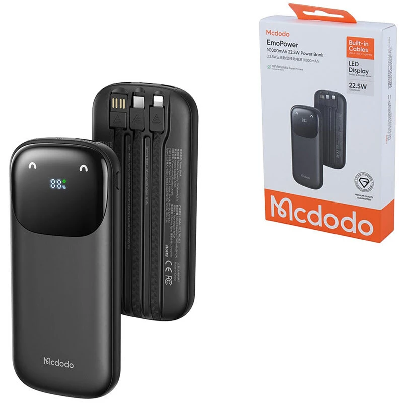 پاور بانک فست شارژ مک دودو EmoPower MC-852 QC PD 22.5W ظرفیت 10000 میلی آمپر ساعت