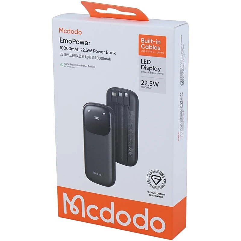 پاور بانک فست شارژ مک دودو EmoPower MC-852 QC PD 22.5W ظرفیت 10000 میلی آمپر ساعت