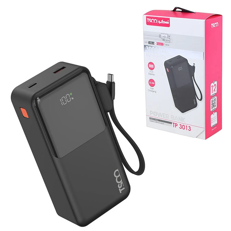 پاور بانک فست شارژ تسکو TP 3013 QC3.0 PD 22.5W ظرفیت 30000 میلی آمپر ساعت