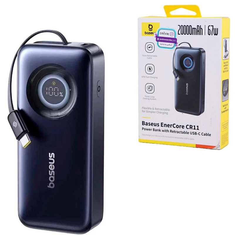 پاور بانک فست شارژ باسئوس EnerCore CR11 E0027H00 PD 67W ظرفیت 20000 میلی آمپر ساعت