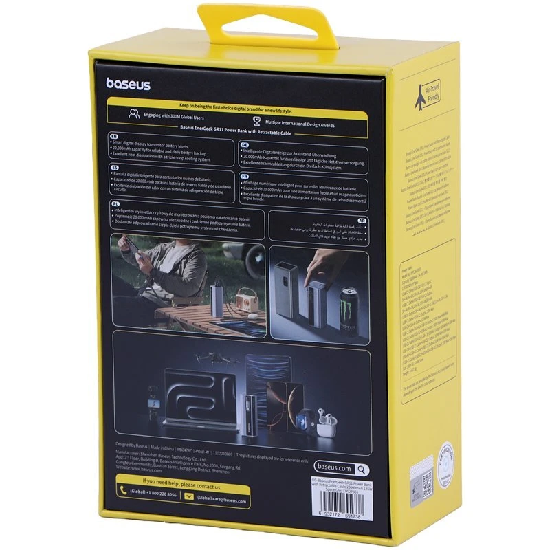 پاور بانک فست شارژ باسئوس EnerGeek GR11 PPCJB-20E5 E0027B PD 100W ظرفیت 20000 میلی آمپر ساعت