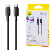 کابل دو سر تایپ سی فست شارژ 100 وات باسئوس Silky P10377704113 طول 1 متر