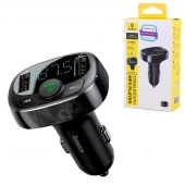 شارژر فندکی و اف ام پلیر بلوتوثی 12 وات باسئوس T Shaped S-09A CCMT000001
