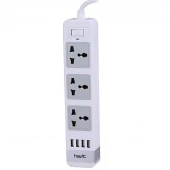 چند راهی 3 خانه ارت دار هویت HV-SP8803 با کابل 2 متری + شارژر USB