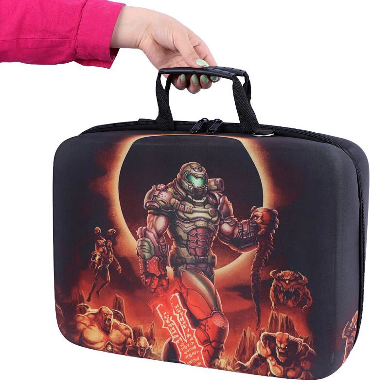 کیف کنسول بازی PS5 Slim طرح DOOM Eternal + نگهدارنده هدست