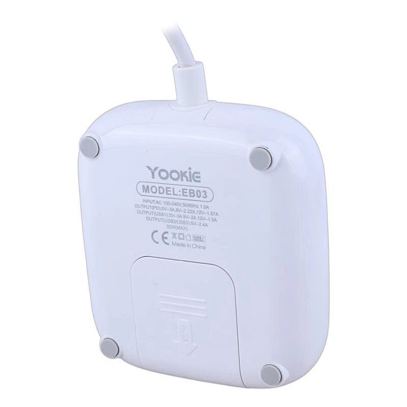 چند راهی 2 خانه یوکی EB03 با کابل 1.4 متری + شارژر USB و Type-C